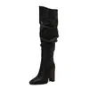 50 botas femininas transfronteiriças botas de cavaleiro empilhadas botas de tamanho grande botas de bico fino outono e inverno europeu e americano comércio exterior 40 salto super alto novo