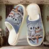 Suministro Exclusivo Transfronterizo de Pantuflas de Algodón con Estampado de Búho Doble para Hombre, Pod Transfronterizo Jit Una Pieza Dropshipping