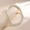 Colar de Pérolas de Fileira Dupla de Alto Brilho Mais Vendido no Exterior, Corrente Curta Versátil para Clavícula Cravejada de Diamantes, Acessórios para Vestido de Banquete, Colar Feminino