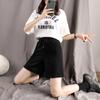 Shorts Largos Pretos para Mulheres 2026, Verão Cintura Alta Estilo Bf, Shorts Esportivos Casuais de Comprimento Médio, Perna Reta Estilo Hong Kong