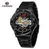 Reloj Mecánico Automático Casual para Hombre FORSINING Fucini con Correa de Acero Fondo Hueco Reloj Locomotora 897