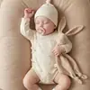 Macacão para Bebê Recém-Nascido Primavera e Outono Camada Dupla Proteção da Barriga Peça Única Roupa de Dormir Body Triângulo para Bebê Recém-Nascido Roupa Íntima de Base
