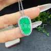 Collar Versátil Estilo Chino Colgante Pequeño de Calabaza Incrustada Calcedonia Verde Hielo Chapado en Plata Agata Rosa Joyería