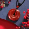 Pendente da Paz de Calcedônia de Ágata Vermelha Natural Pingente de Jade Presente de Ano Novo Chinês Aniversário Pingente de Colar de Ágata Vermelha Jade
