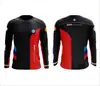Traje de Carreras Nuevo Transfronterizo Traje de Equipo Cuello Redondo Manga Larga Camiseta de Ciclismo de Secado Rápido Verano Trabajo Traje de Coche Ropa Deportiva