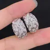 Pendientes de Aro Anchos con Patrón de Rombo Estilo Chanel, Lujo Ligero, Aros Simples y Versátiles, Pendientes Completamente Incrustados de Microdiamantes, Tachuelas para Mujer, Cobre