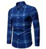 2026 Camisa Masculina Retro de Manga Longa Xadrez Geométrico Masculina Novo Estilo Transfronteiriça Manga Longa Casual Social
