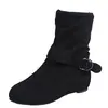 Botines retro de cuña transfronterizos nuevos para mujer, de terciopelo, plisados, con lazo, cremallera lateral, ajustados, altos, versátiles, talla grande, exteriores