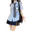 Uniforme JK Estilo Japonés Estilo Universitario Holgado Combinable Chic Camisa Rayada Camisa de Manga Corta Verano Nuevo Top para Mujer