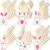 Seis Virutas de Madera sin Colorear con Forma de Conejo Set de Conejitos de Pascua Artesanías de Madera