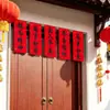 Casais de Primavera Adesivos, Casais de Primavera de Quatro Caracteres, Papel Vermelho com Caracteres Pretos, Caligrafia Dourada, Caracteres Pretos com Folha de Ouro, Adesivos de Porta, Casais de Tesouro Aveludados