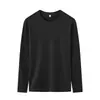 AliExpress Primavera y Otoño Nueva Camiseta Básica de Manga Larga para Hombre Camiseta de Algodón de Color Sólido Versátil Top Transpirable Absorbente de Sudor para Hombre