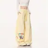 Pantalones de Chándal a Rayas Retro Americanos con Estampado de Perros para Hombres y Mujeres, Pantalones de Baile Holgados Casuales de Pierna Ancha para Verano