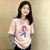 Conjunto de Manga Larga para Niñas Primavera y Otoño 2026 Nueva Moda Camiseta Básica de Algodón Puro para Niñas, Niños Medianos y Grandes, Top Falso de Dos Piezas