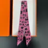 Bufanda de corbata estampada delgada de nuevo estilo para mujer, bufanda larga estrecha de seda estilo coreano para combinar con camisas, accesorio envolvente de moda