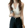 Chaleco de punto de verano para mujer con diseño de cordones y cuello halter