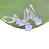 Pendientes Dulces Lindos Japoneses y Coreanos con Forma de Corazón Circonita con Clip para Oreja Colgante en Forma de U Pendientes Invisibles No Alérgicos