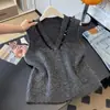 Cardigã de Lantejoulas Gola V Colete Tricotado Outono e Inverno Novo Colete Externo Solto Colete Suéter Camada A8821