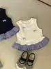 Corea del Sur Ropa Infantil Niñas Top 25 Verano Nuevo Llegada Mujeres Bebé Lindo Puntada de Lazo Cuadros Chaleco Moderno