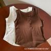 Chaleco interior de estilo coreano para mujer con almohadilla en el pecho, corte ajustado, camisa interior con botones retro