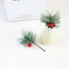 Amazon PVC simulación fruta roja Navidad corto burbuja roja bola roja aguja de pino verde caja de regalo decoración mini árbol de Navidad