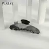 Wjia Clipe de Tubarão Acrílico Padrão Pedra Retrô Francês Meio Rabo Presilha para Parte de Trás da Cabeça Presilha de Cabelo Preguiçosa Elegante Pegador de Cabelo Feminino