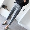 Pantalones de traje Mujer 2 023 pantalones de primavera versión coreana de estudiantes holgados cintura elástica pantalones rectos pantalones de tubo de humo leggings modernos
