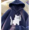 Sudadera con Capucha de Gatito para Hombre Primavera y Otoño Terciopelo Americano Chaqueta Gruesa Marca de Moda Oversize Retro Otoño Nuevo Estilo