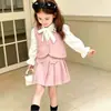 Conjunto de Otoño Rantuo para Niñas 2026 Nuevo Dulce Multicolor para Niños Chaleco Camisa Falda Conjunto de Tres Piezas Transfronterizo