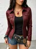 A1130T Vinho Europeu e Americano Transfronteiriço Amazon Aliexpress Jaqueta Elegante de PU Moda Feminina Versátil Estilo para o Dia a Dia