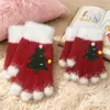 Natal Novo Transfronteiriço Inverno Crianças Luvas Quentes de Tricô Fofas Tela Sensível ao Toque à Prova de Frio Separadas por Dedos Meninos e Meninas Bebê