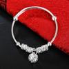 Pulsera chapada en plata de ley, regalo de luna llena para bebé, joyería de plata para niños, pulsera de campana de palacio para bebés, para hombres y mujeres, venta al por mayor