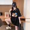 Camiseta de Manga Corta de Algodón Puro con Diseño Estilo Coreano para Mujer Verano Longitud Media Talla Grande mm Gordita Aspecto Adelgazante Top de Media Manga