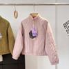 ¡Pedido de fábrica! Chaqueta de Béisbol de Lana con Patrón de Diamantes, Chaqueta de Algodón para Otoño e Invierno, Chaqueta Exterior a Prueba de Viento y Cálida con Cuello Alto