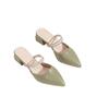 2025 Zapatillas de media bota Baotou para mujer, Verano para uso exterior, Sandalias de doble uso de celebridad de internet, Zapatos casuales de punta, Tacón medio, Flats de tacón grueso
