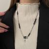 Collar de Perlas con Cadena Negra y Acolchado de Diamantes Cuadrados para Mujer, Diseño Nicho ins, Colgante Hip Hop, Lujo Ligero, Cadena para Suéter