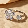 Anillo abierto de plata de ley 925 con exquisita flor de circón, anillo de joyería de diseño de alta gama estilo coreano para mujer