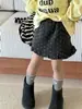Falda de Lunares para Niñas Princesa Yuyu, Falda Corta de Cintura Alta Estilo Coreano Otoño/Invierno, Falda de Lana con Dobladillo Fruncido para Bebé