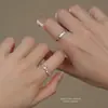 Anillo de Pareja Viaje Planetario Plata de Ley S925 Moda Versátil Lujo Accesible Anillo de Pareja Anillo de Zirconia Apertura Ajustable