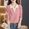 Top de punto falso de dos piezas para mujer, mamá de mediana edad, nuevo estilo otoño/invierno 2026, suéter de cuello polo, prenda interior para mujer