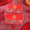Nuevos Sobres Rojos de Boda de Brocado con Diseño Creativo, Sobres Rojos de Tela de Brocado con Exquisita Artesanía de Bordado, Venta al por Mayor