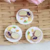 Mini Casa de Muñecas simulación desayuno comida miniatura plato pan tostado pan resina comida y modelo de juego adornos pequeños hechos a mano