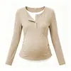 Ropa de maternidad para el embarazo y la lactancia, camiseta de dos piezas falsa de doble propósito, nuevo estilo otoño e invierno, talla grande, oculta el vientre sin mostrar el embarazo, camiseta básica versátil
