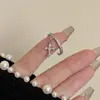 Anillo Abierto de Metal de Alta Gama Estilo Coreano con Colgante de Cruz Microincrustada Ins Personalizado Ajustable Anillo para Apilar