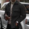 Nova Jaqueta Casual Masculina Estilo Europeu e Americano para Primavera e Outono, com Gola Reversível e Forro de Lã, Tamanho Europeu, de Botão Único, Cor Sólida, Caimento Ajustado