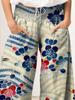 Pantalones Casuales Transfronterizos Europeos y Americanos de Talla Grande para Mujer, Estilo Étnico Primavera y Verano, Pantalones Largos Estampados para Mujer Sueltos y Cómodos, Adelgazantes de Cintura Alta