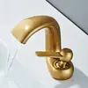 Grifo de lavabo de cascada creativo, lavabo bajo encimera, grifo de lavabo de cobre puro para baño, mueble de baño, lavabo de cobre, para uso doméstico