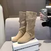 Botas de montar adelgazantes y versátiles, botas altas 2026 con hebilla de cinturón, nuevo estilo de otoño para mujer, estilo coreano, con acabado arrugado y mate.