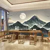 Lujo ligero nuevo salón de té chino restaurante fondo relieve tres dimensional papel tapiz alta calidad elegante mural de paisaje de fondo
