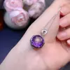 Colgante de Amatista Pura Natural para Mujer Morado Misterioso de Ensueño 12 * 12 mm Plata de Ley S925 de Alto Grado Incrustado